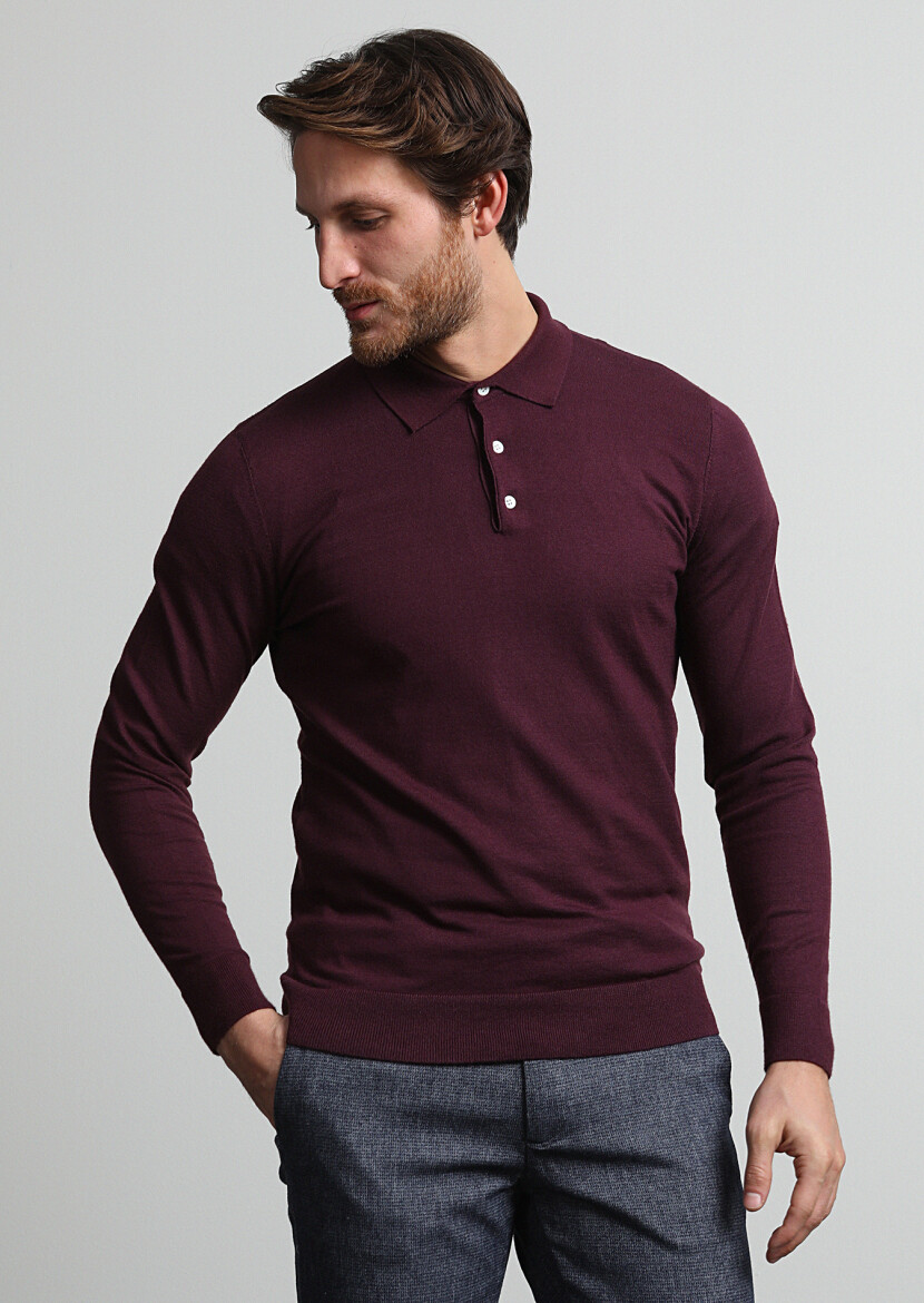 Burgundy Knitwear Sweatshirt - 3