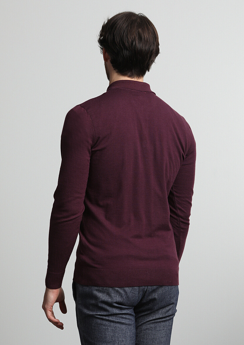 Burgundy Knitwear Sweatshirt - 4