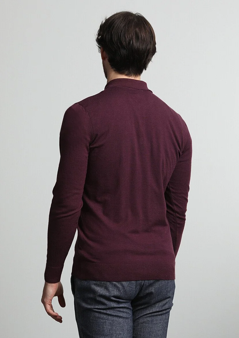 Burgundy Knitwear Sweatshirt - 4