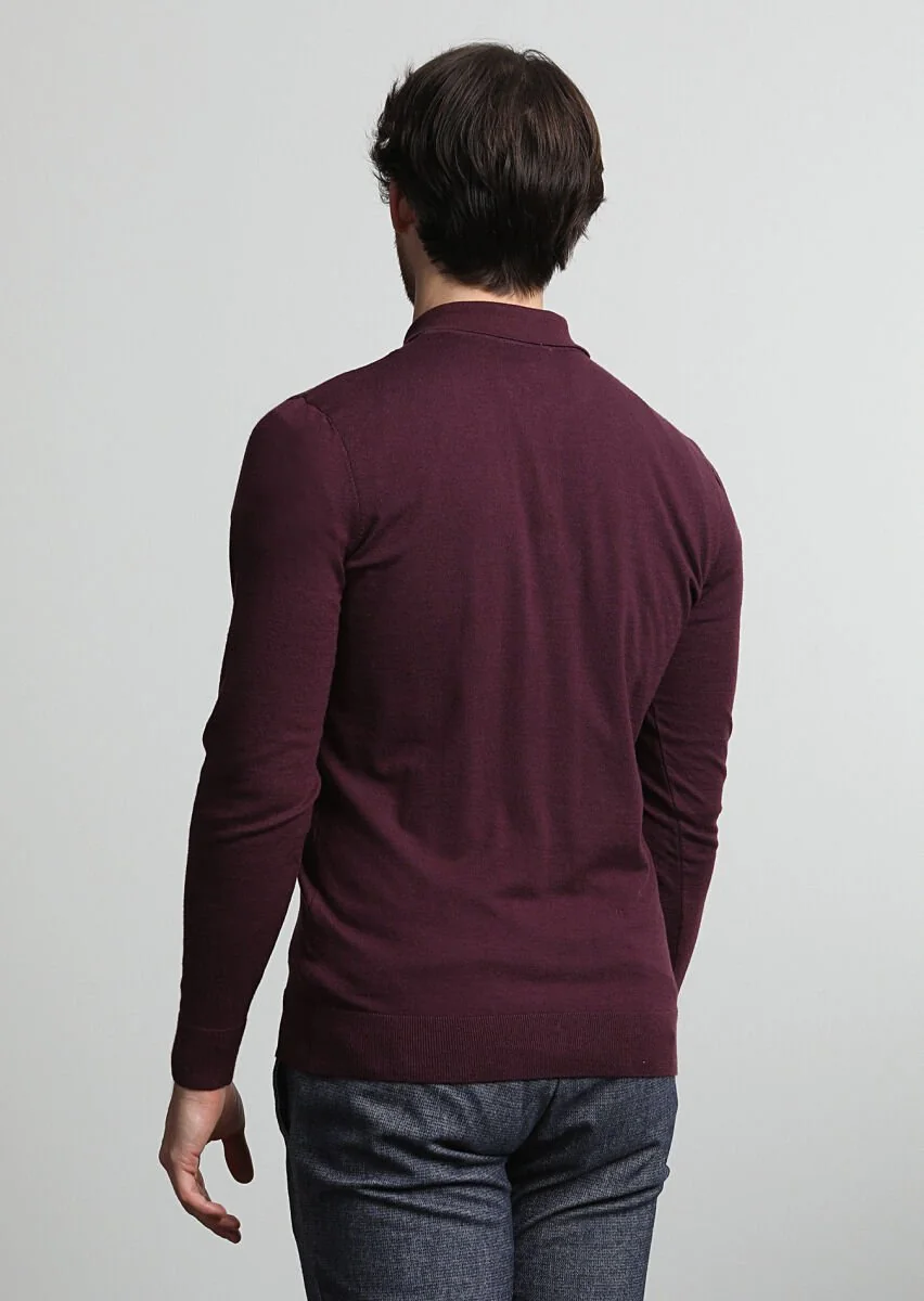 Burgundy Knitwear Sweatshirt - 4