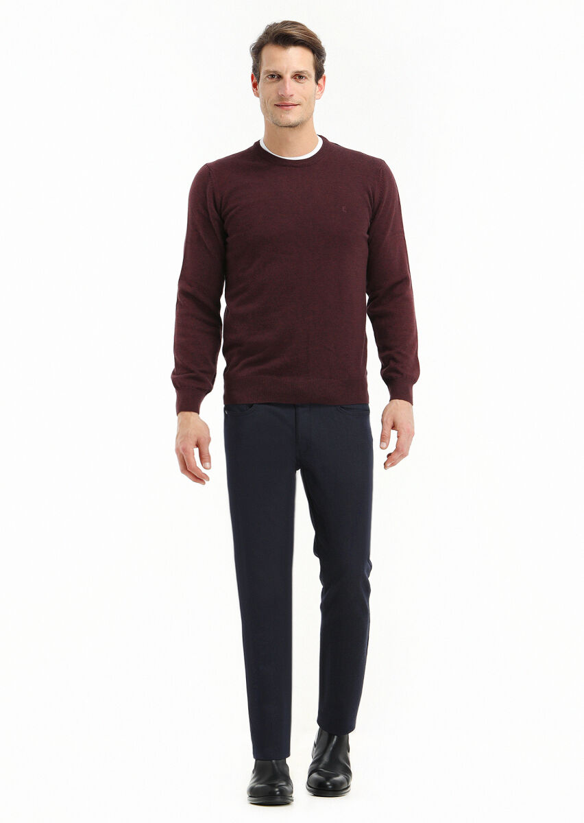 Burgundy Knitwear Sweatshirt - 1