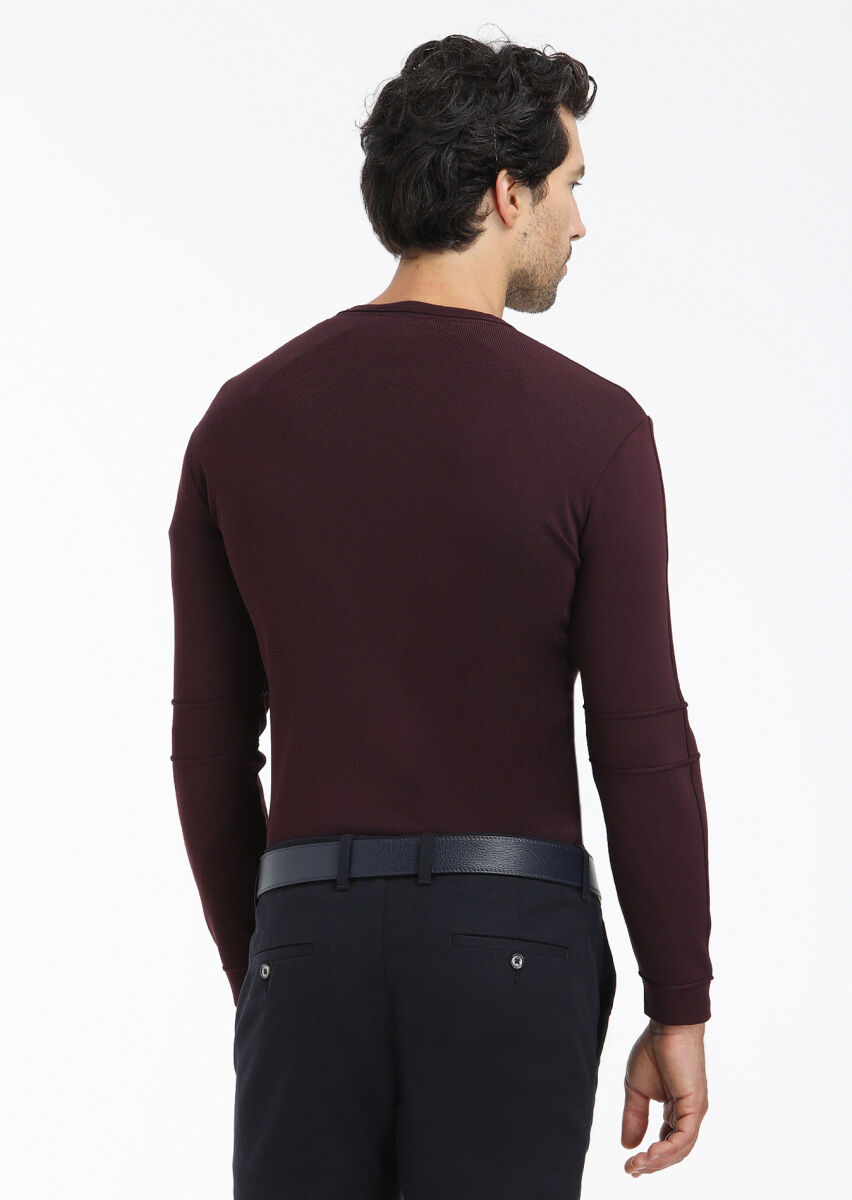 Burgundy Knitwear Sweatshirt - 3