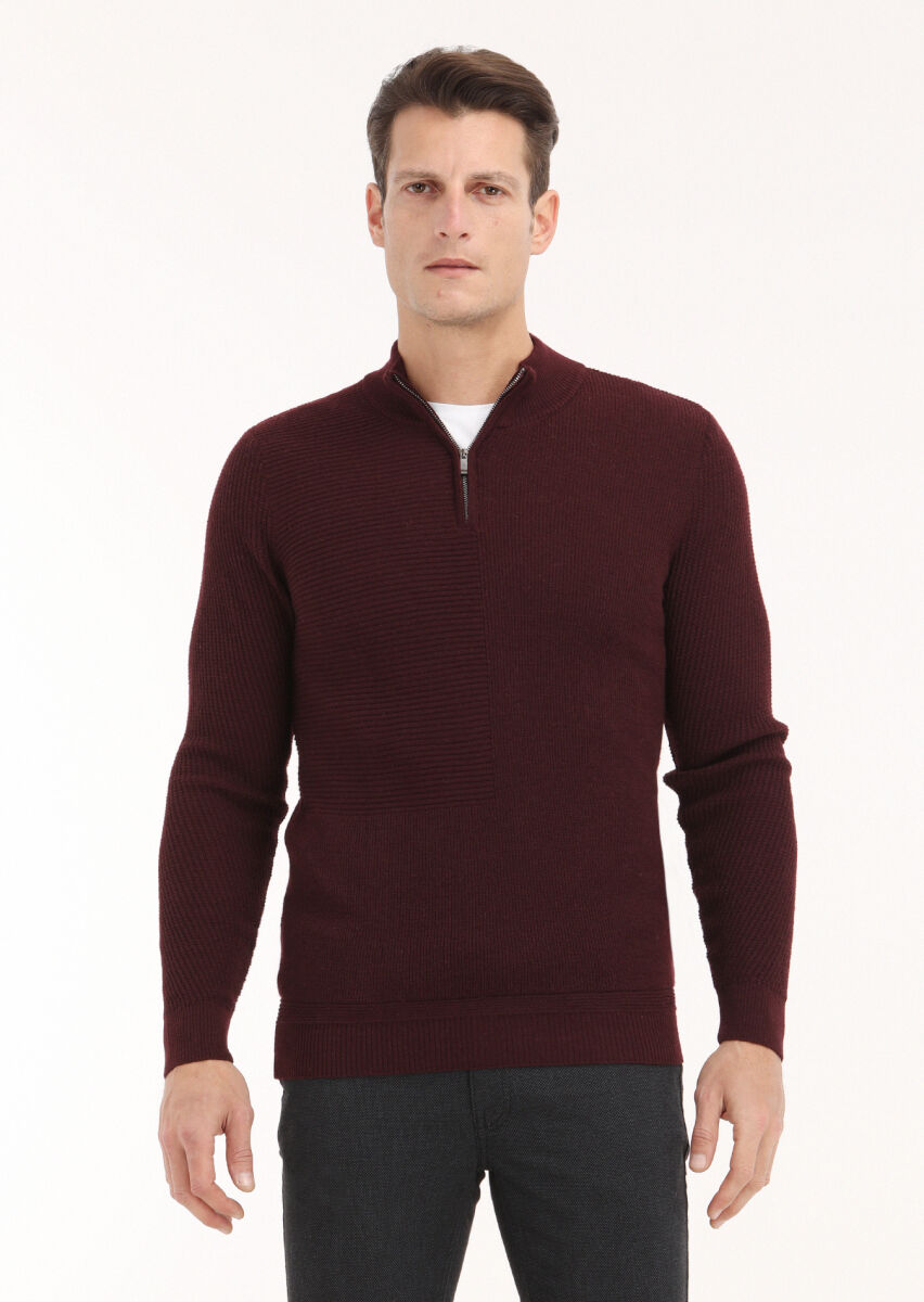 Burgundy Knitwear Sweatshirt - 2