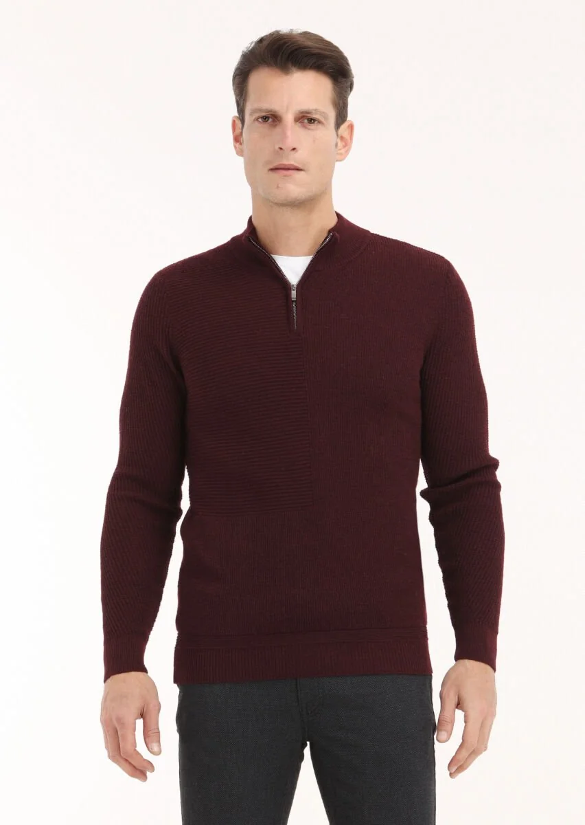 Burgundy Knitwear Sweatshirt - 2