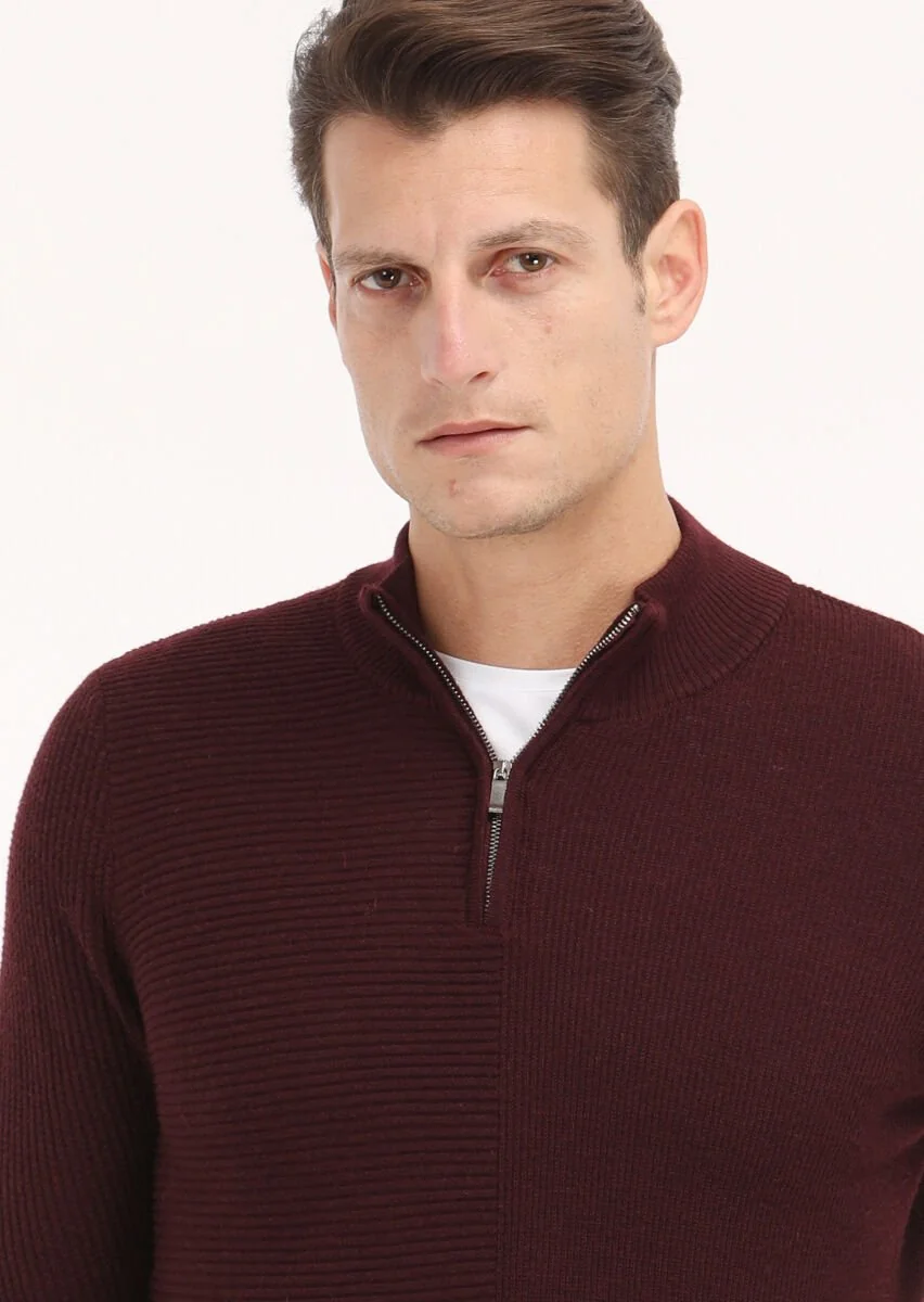 Burgundy Knitwear Sweatshirt - 3