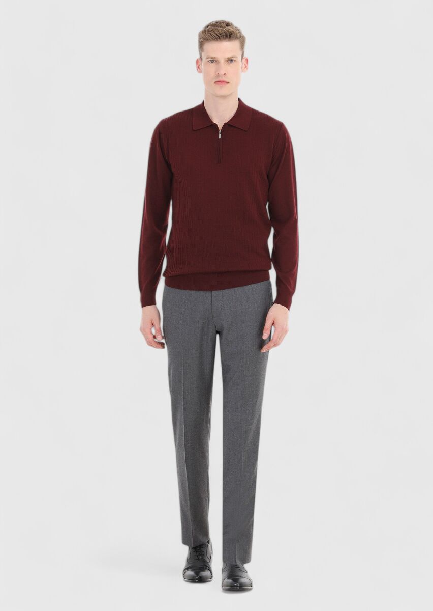 Burgundy Knitwear Sweatshirt - 1