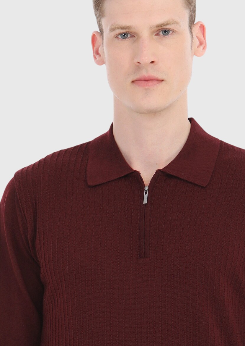 Burgundy Knitwear Sweatshirt - 3