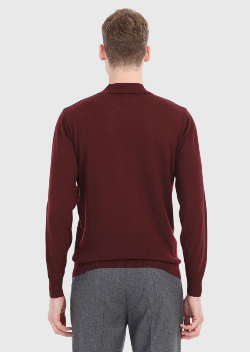 Burgundy Knitwear Sweatshirt - 4