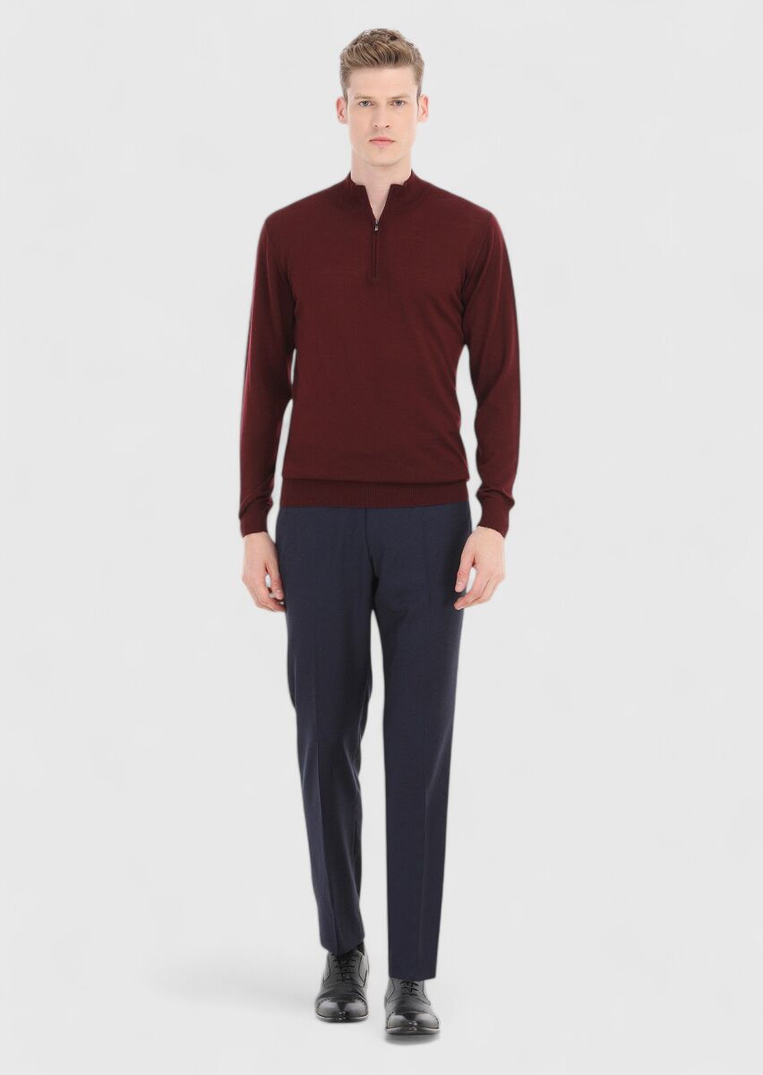 Burgundy Knitwear Sweatshirt - 1