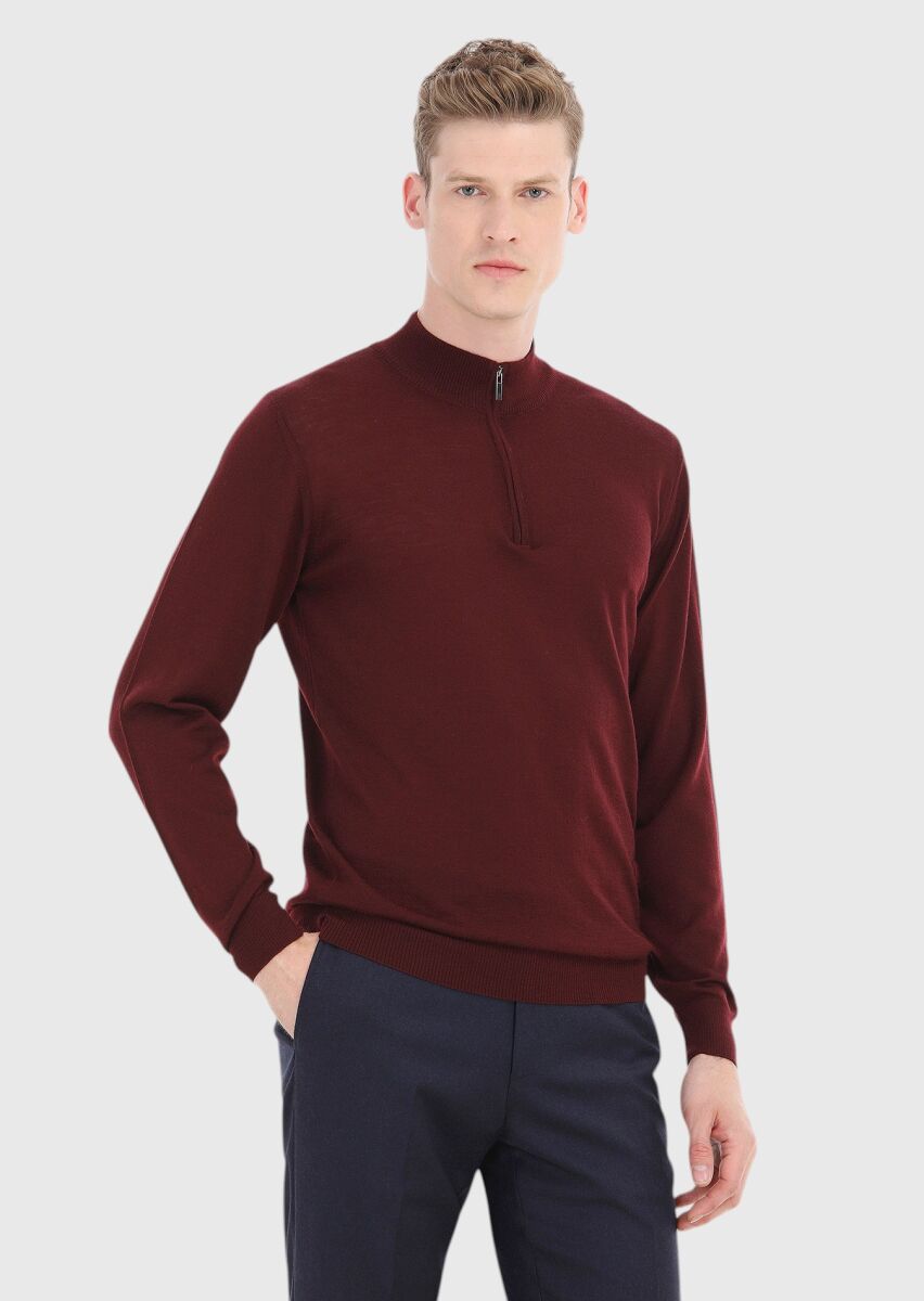 Burgundy Knitwear Sweatshirt - 2