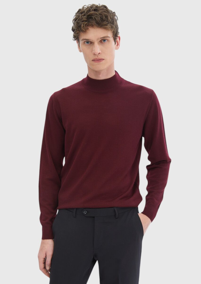 Burgundy Knitwear Sweatshirt - 1