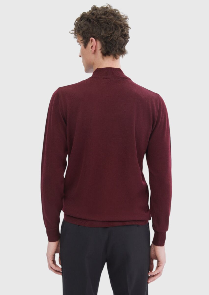 Burgundy Knitwear Sweatshirt - 4