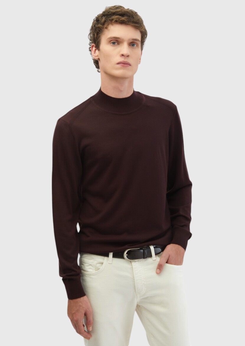 Burgundy Knitwear Sweatshirt - 3