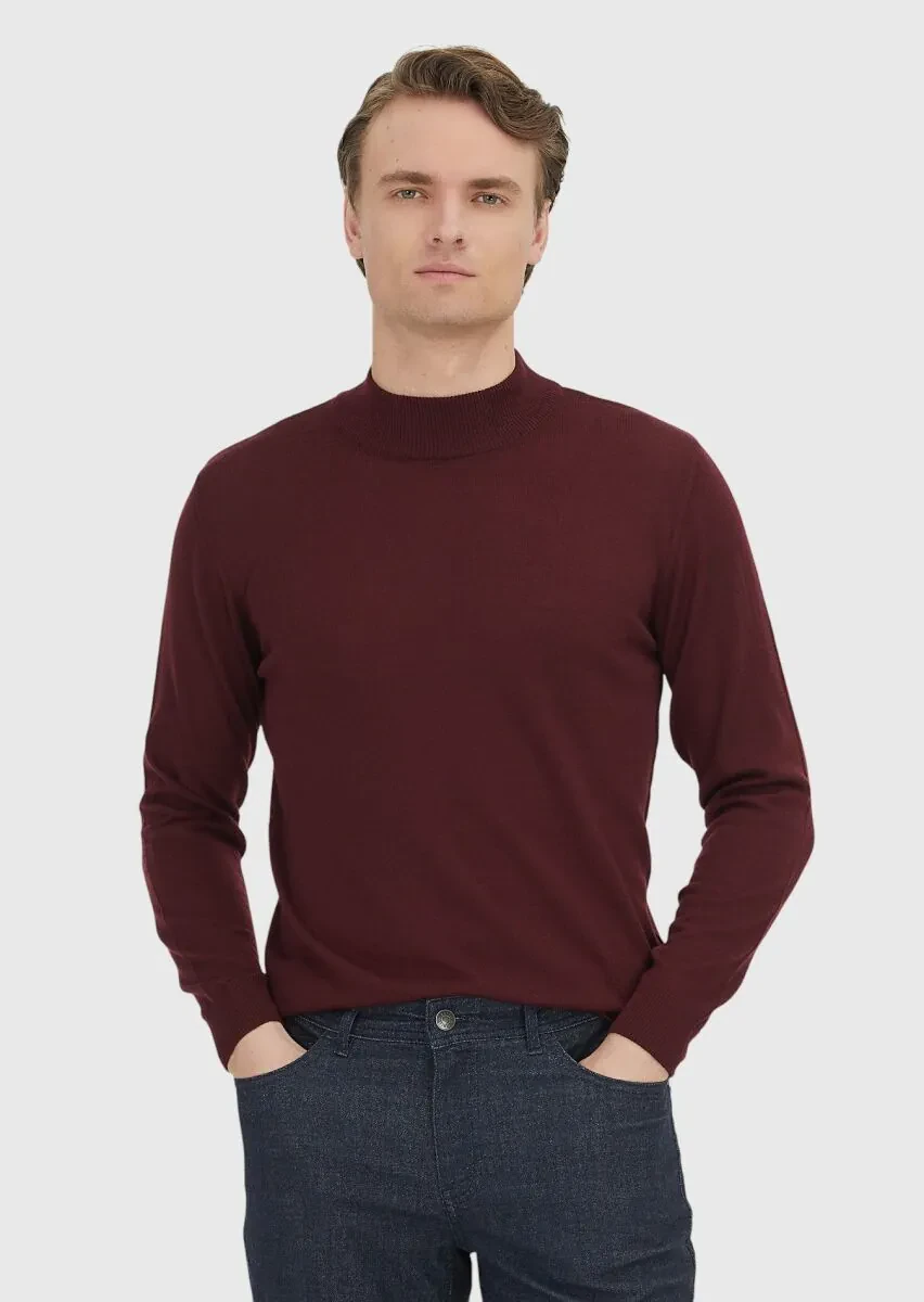Burgundy Knitwear Sweatshirt - 1