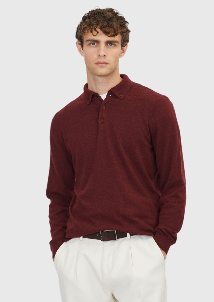 Burgundy Knitwear Sweatshirt - 1