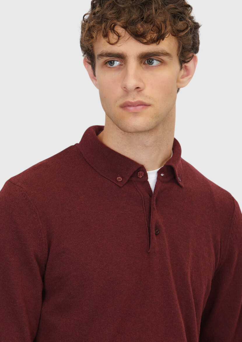 Burgundy Knitwear Sweatshirt - 4