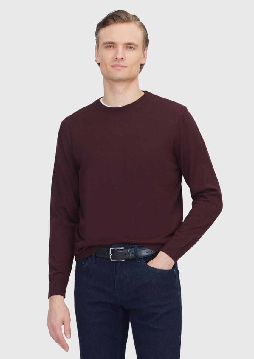 Burgundy Knitwear Sweatshirt - 1
