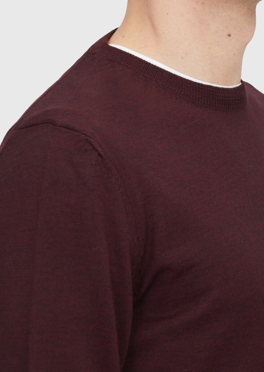 Burgundy Knitwear Sweatshirt - 4