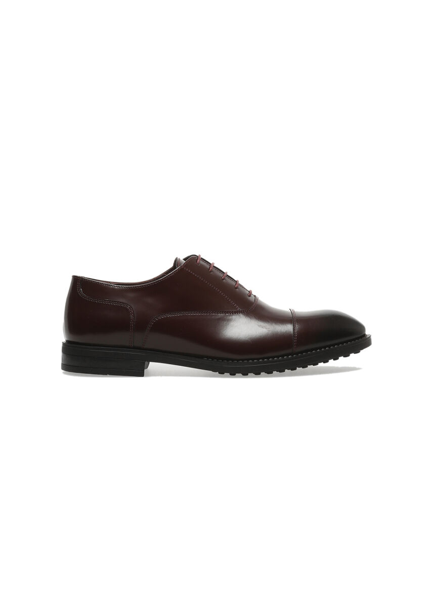 Burgundy Leather Classical Shoes - 1