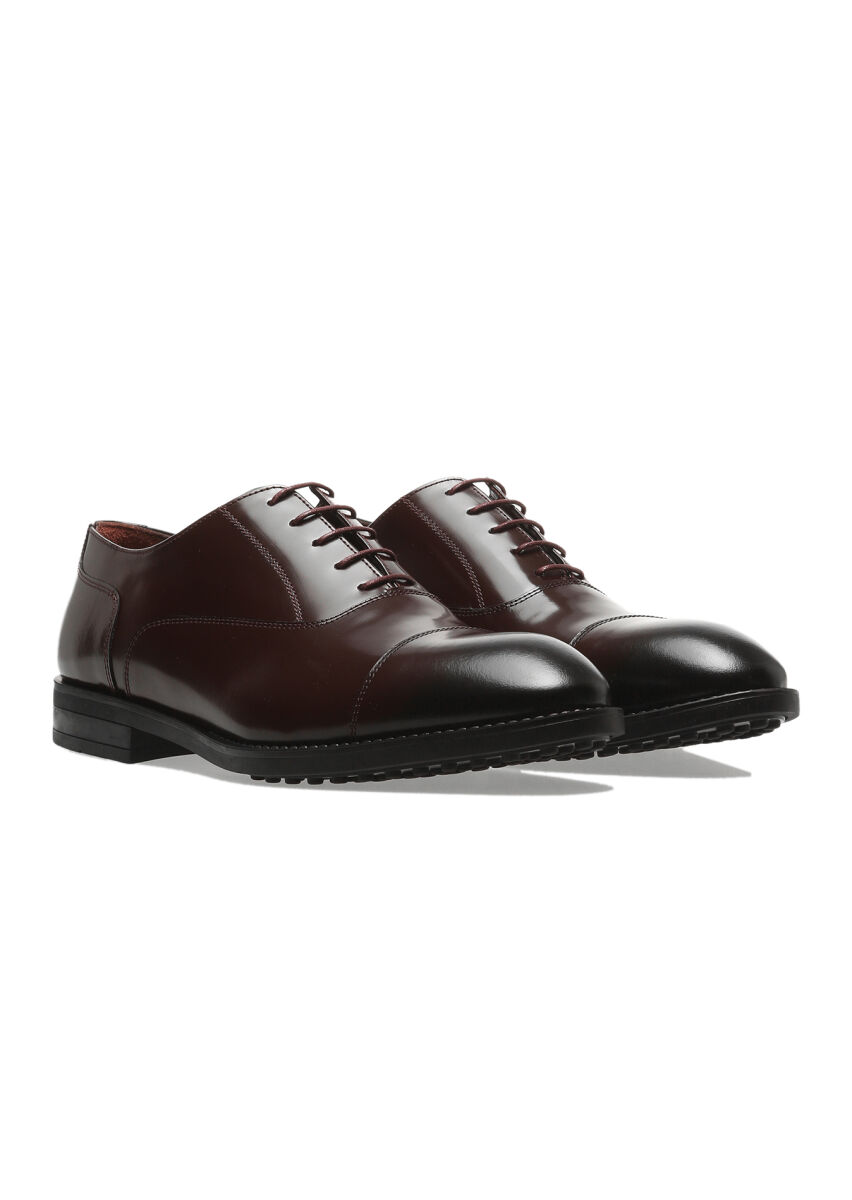 Burgundy Leather Classical Shoes - 2
