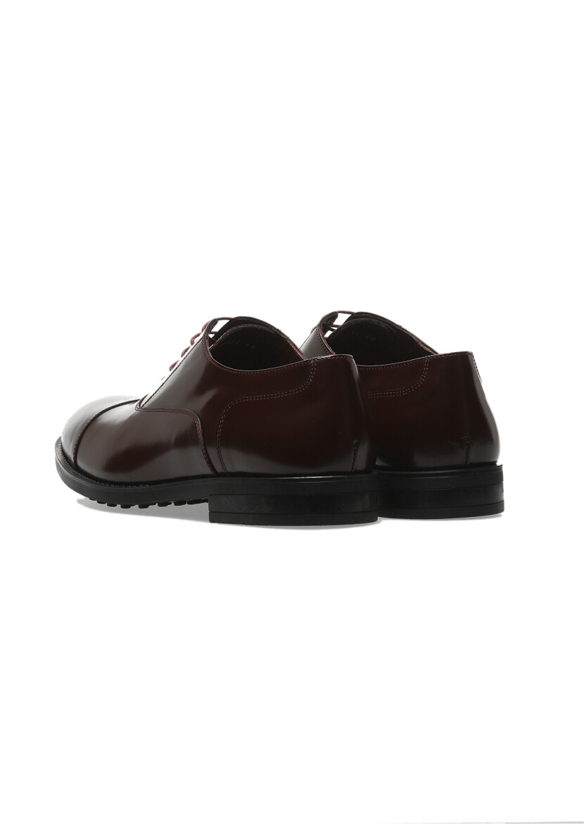 Burgundy Leather Classical Shoes - 4