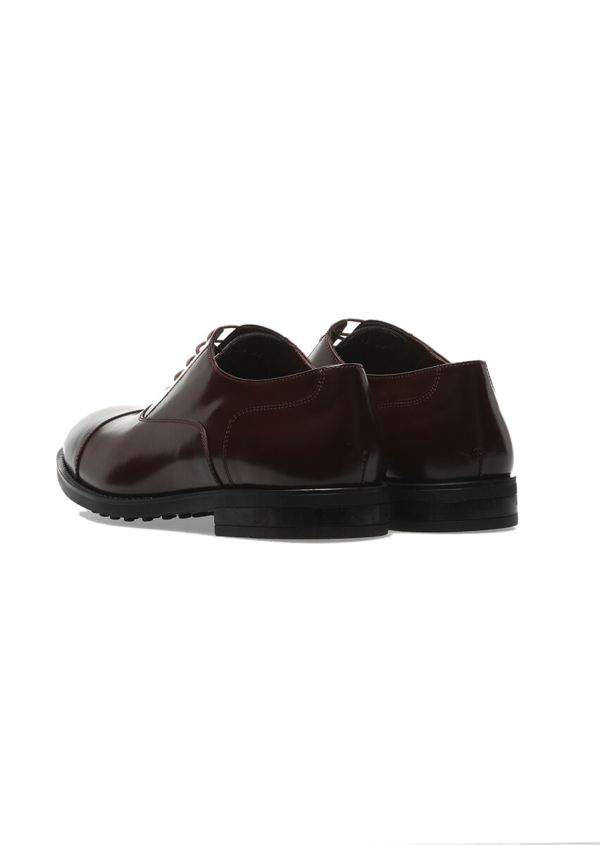 Burgundy Leather Classical Shoes - 4