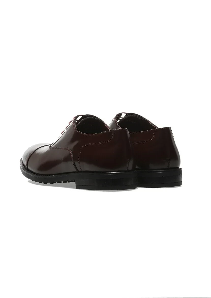 Burgundy Leather Classical Shoes - 4