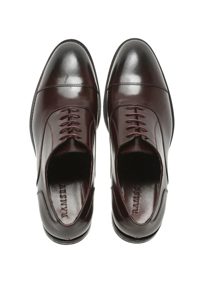 Burgundy Leather Classical Shoes - 5