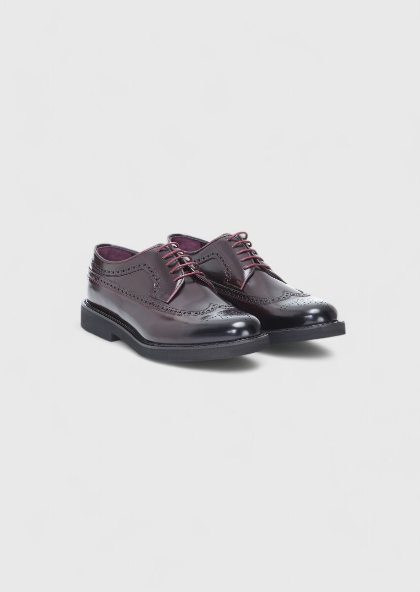 Burgundy Leather Classical Shoes - 2
