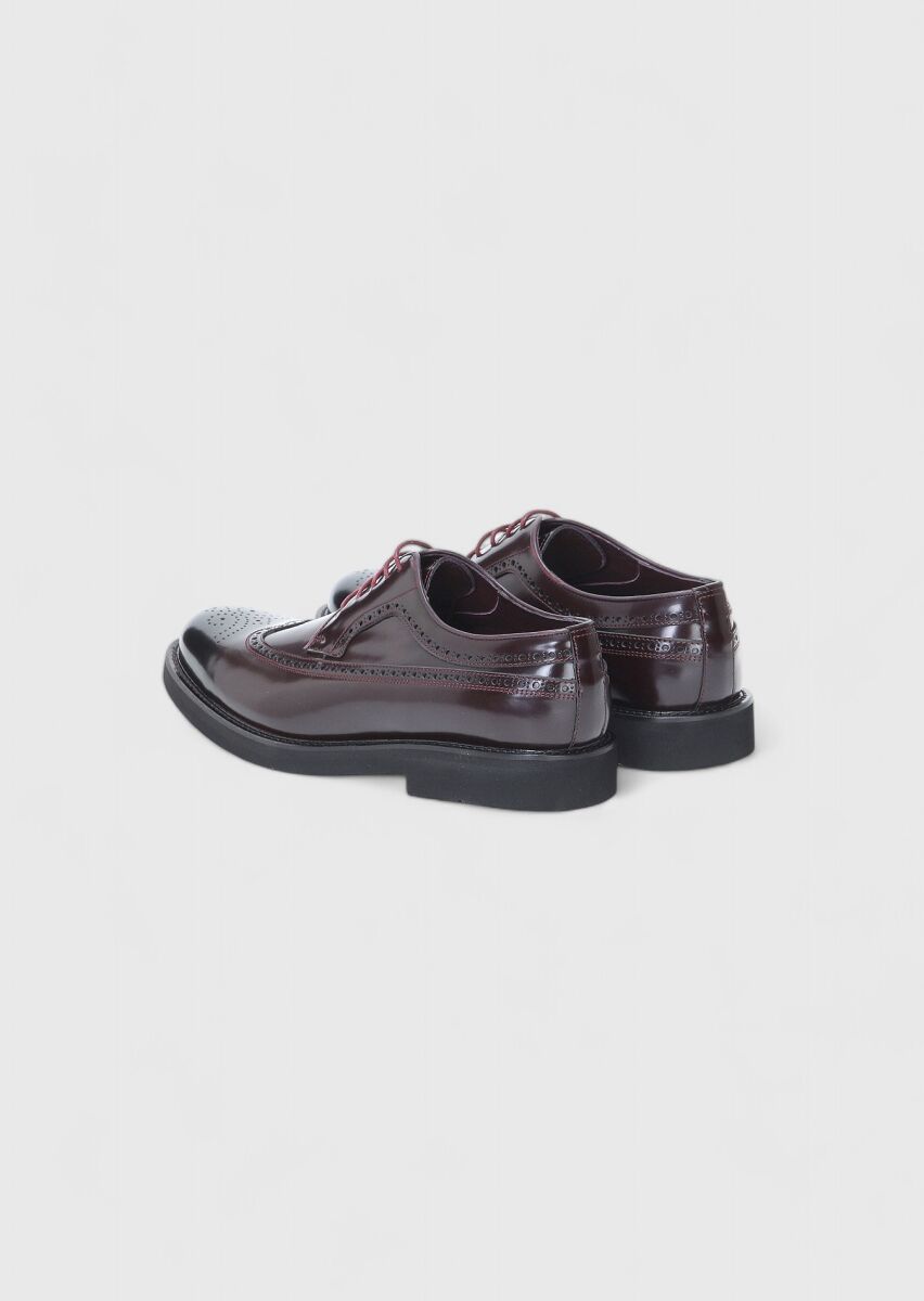 Burgundy Leather Classical Shoes - 4