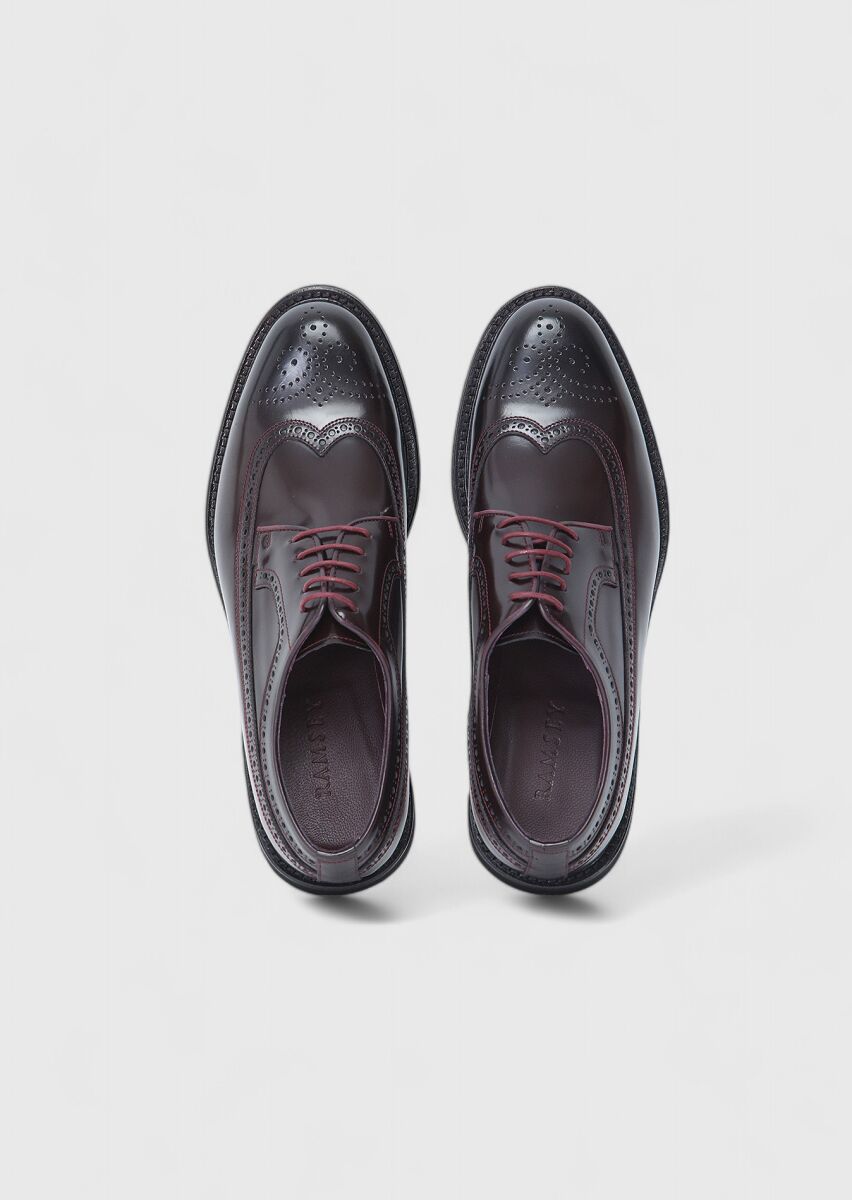 Burgundy Leather Classical Shoes - 6