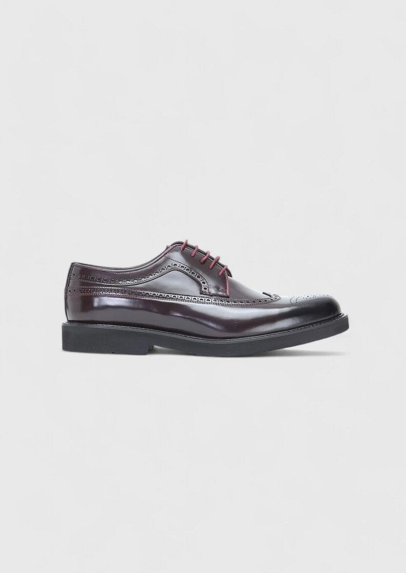 Burgundy Leather Classical Shoes - 1