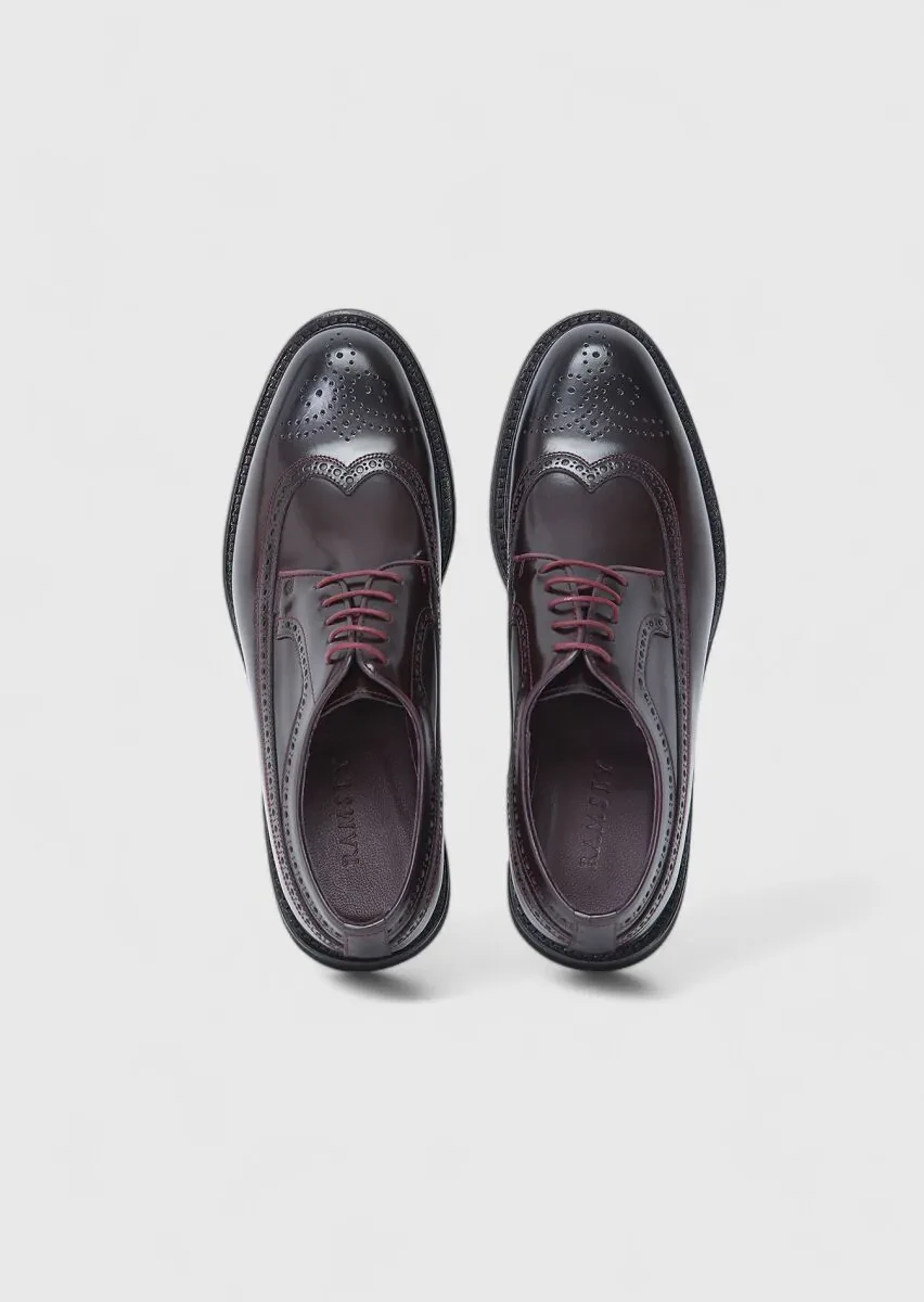 Burgundy Leather Classical Shoes - 6