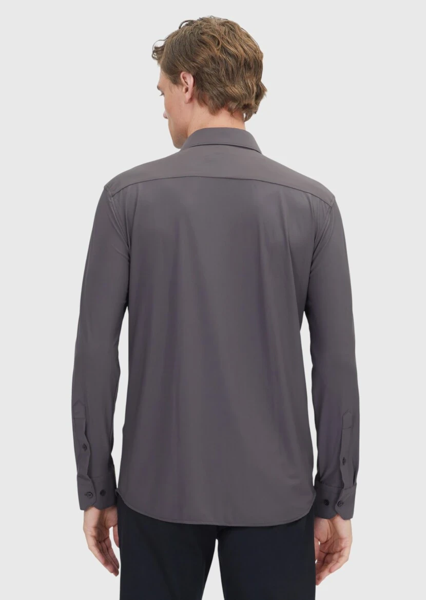 Burgundy Plain Regular Fit Weaving Classical Shirt - 6