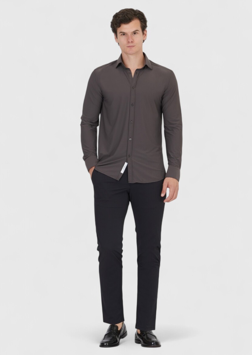Burgundy Plain Regular Fit Weaving Classical Shirt 