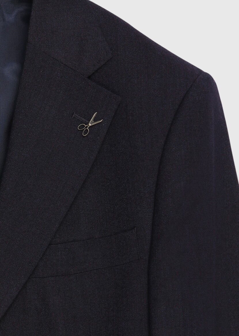 Burgundy Plain Wool Blended Suit - 3