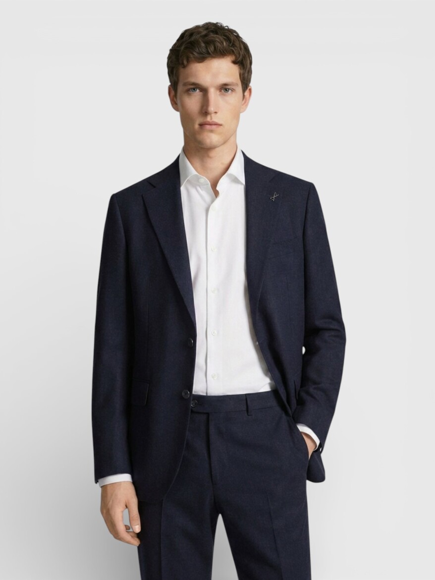 Burgundy Plain Zeroweight Slim Fit Wool Blended Suit - RAMSEY