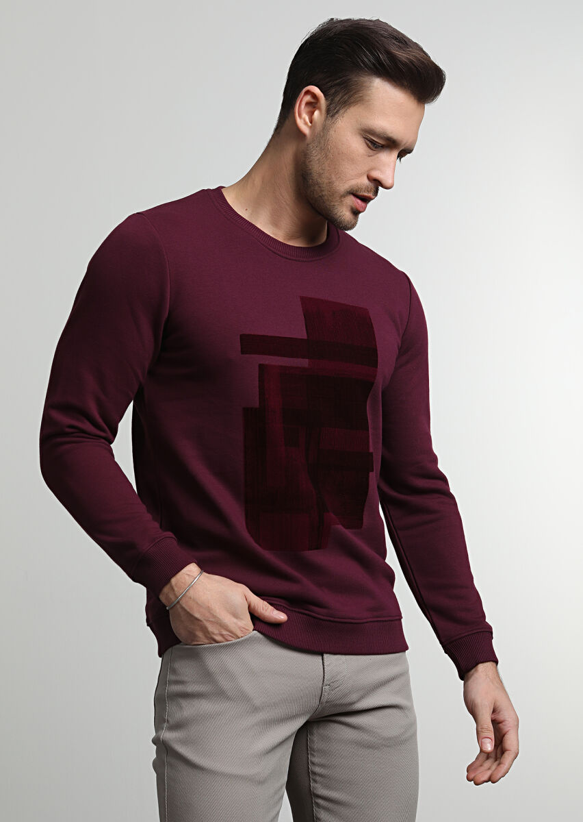 Burgundy Printed Sweatshirt - 2