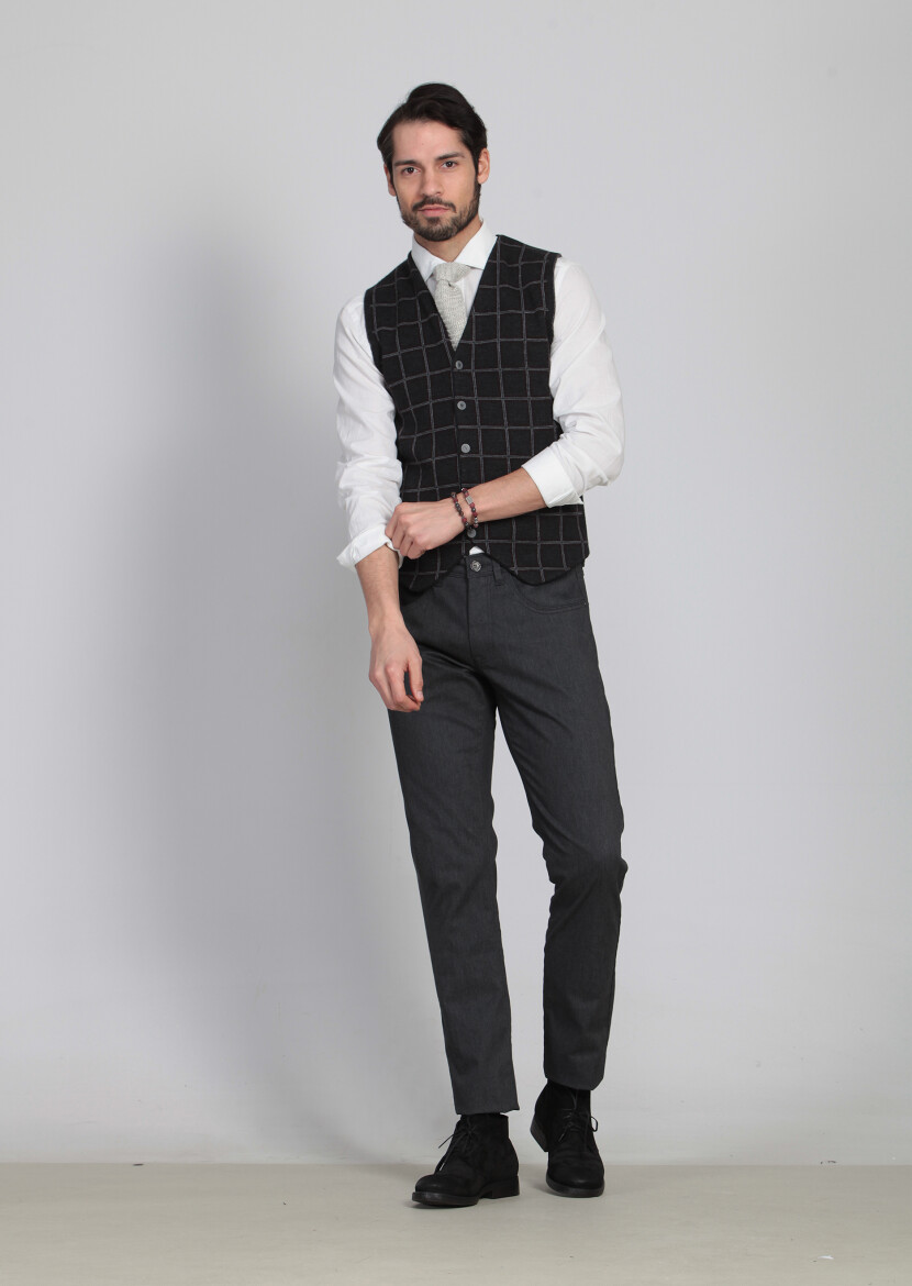 Burgundy Regular Fit Casual Knitting Knit Vest - 2
