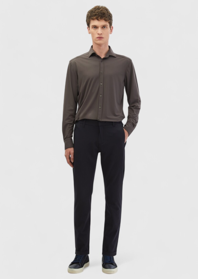 Burgundy Regular Fit Knitting Classical Shirt - RAMSEY