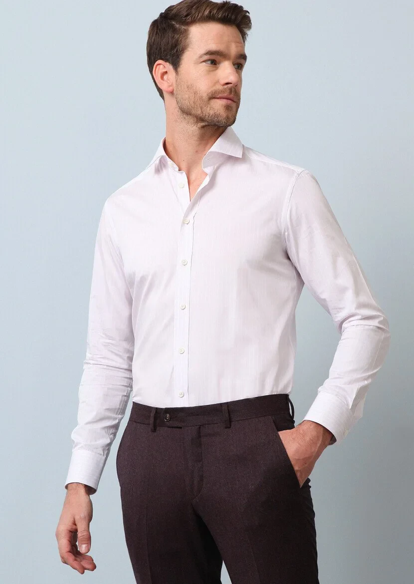 Colorless Regular Fit Weaving Classical 100% Cotton Shirt - 1