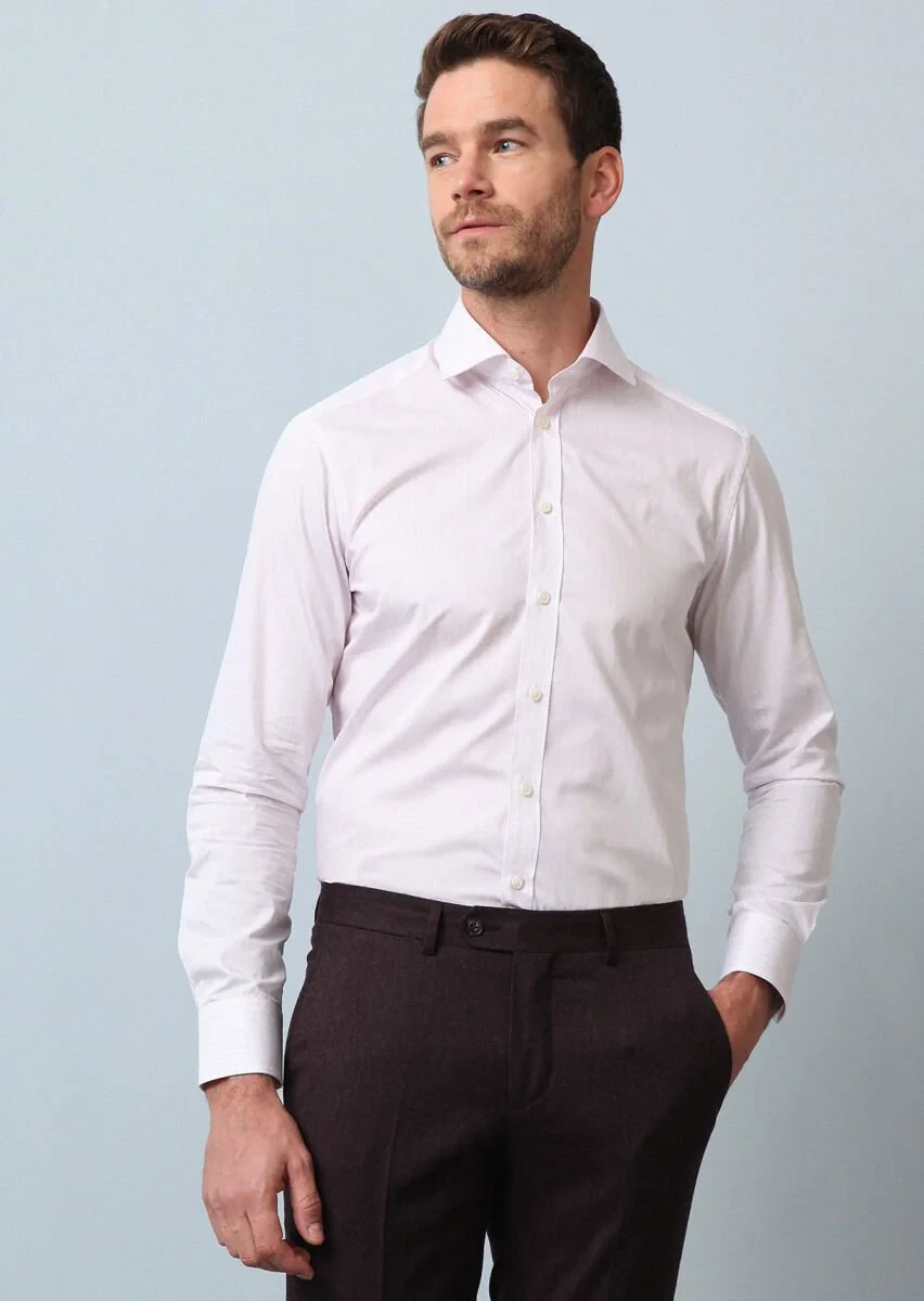 Colorless Regular Fit Weaving Classical 100% Cotton Shirt - 3