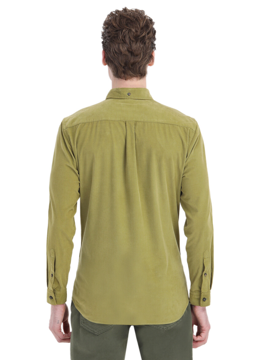 Colourful Ribbed Regular Fit Long Weaving Casual 100% Cotton Shirt - 4