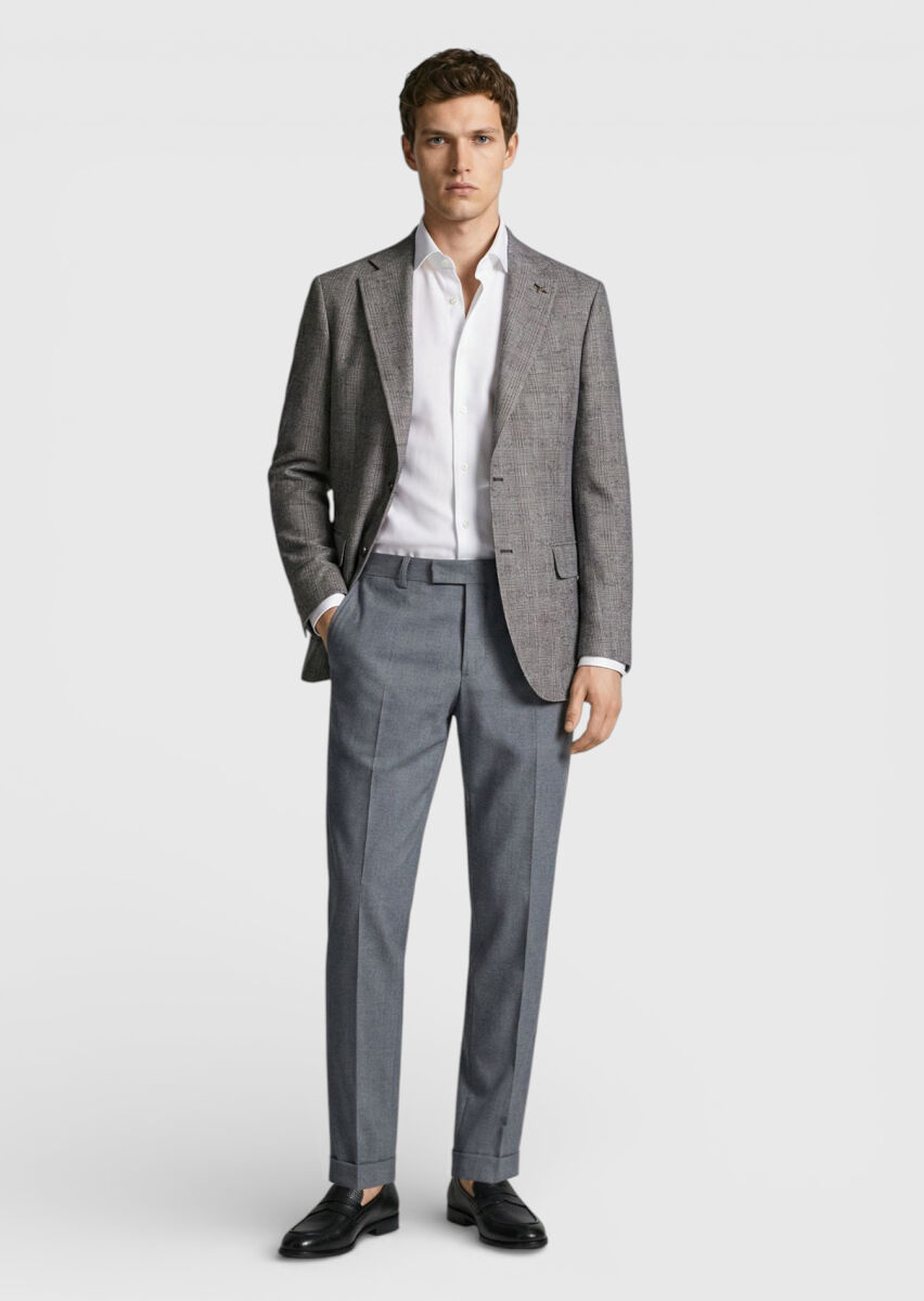 Damson Color Checkered Zeroweight Slim Fit Wool Blended Jacket - 3