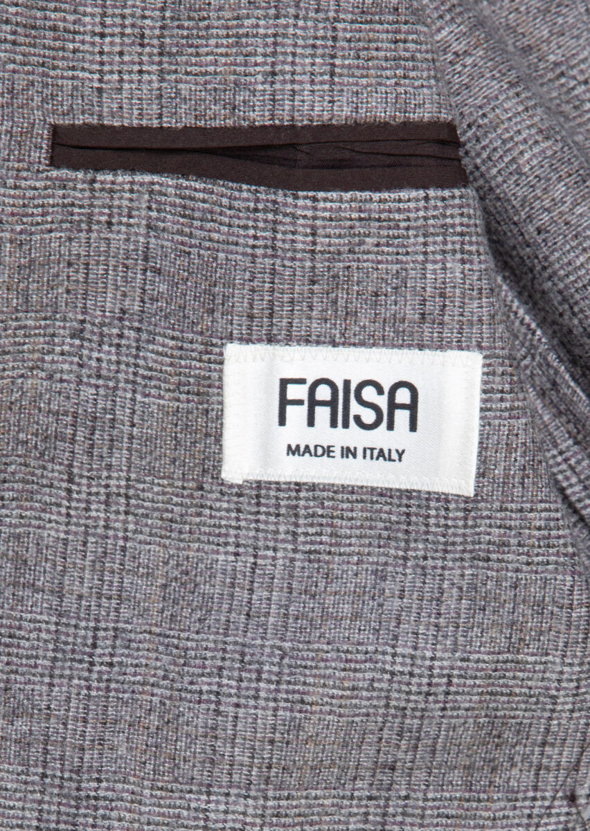 Damson Color Checkered Zeroweight Slim Fit Wool Blended Jacket - 8