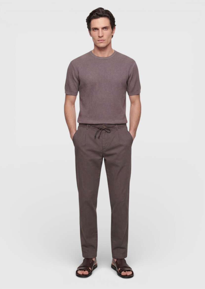 Damson Color Jacquard 100% Cotton T-Shirt - RAMSEY