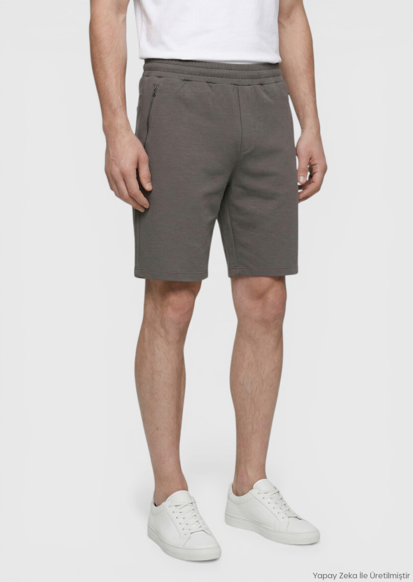 Damson Color Knitting Regular Fit Casual Bermuda - RAMSEY