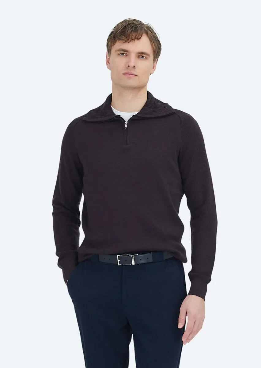 Damson Color Knitwear Sweatshirt - 1