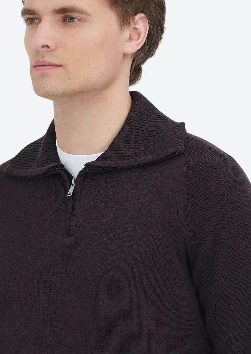 Damson Color Knitwear Sweatshirt - 4