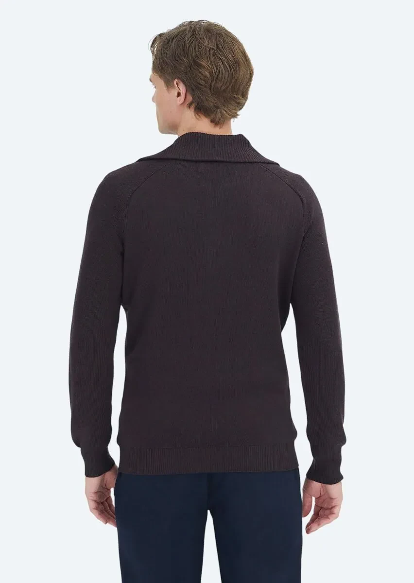 Damson Color Knitwear Sweatshirt - 5